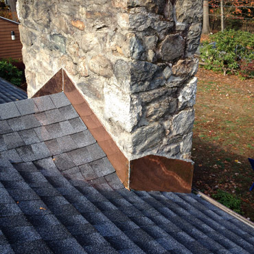 Detailed copper flashing installed by Riga Home Pro, a top roofing company in Easton, CT