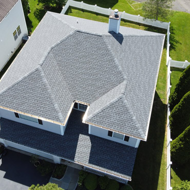 Top view of completed GAF roof system by Riga Home Pro, a local roofing company in Norwalk, CT